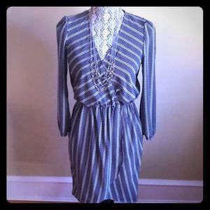 Peppermint print dress w/elastic gathered waist